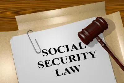 Illustration of social security benefits with legal documents representing creditor garnishment