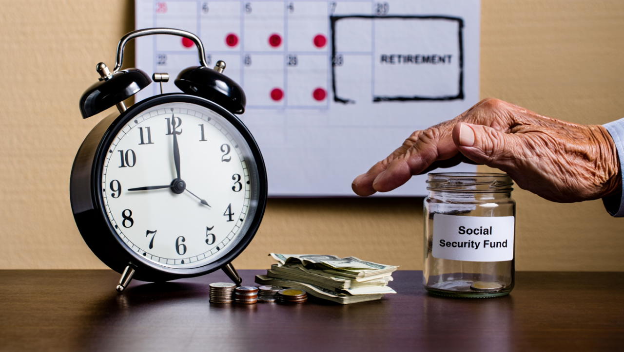 Illustration representing social security cuts and strategies to save $100,000 to bridge the financial gap