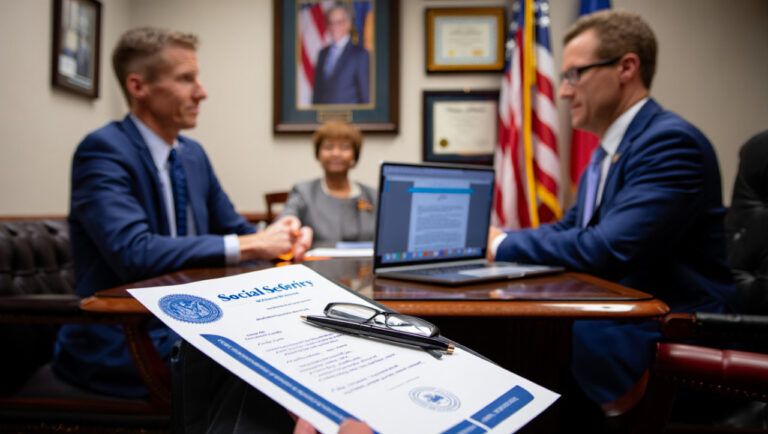 Person experiencing an alarming interrogation during a social security office visit